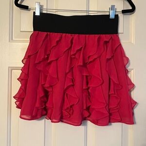 Elegant Red Ruffle Skirt